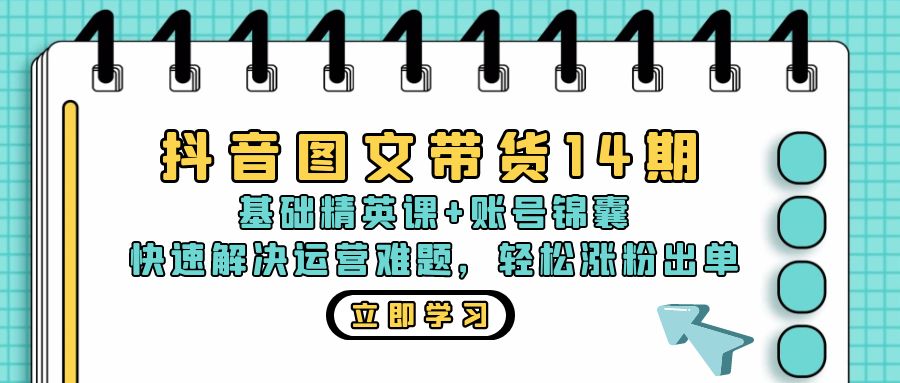 （13107期）抖音 图文带货14期：基础精英课+账号锦囊，快速解决运营难题 轻松涨粉出单-湘创网