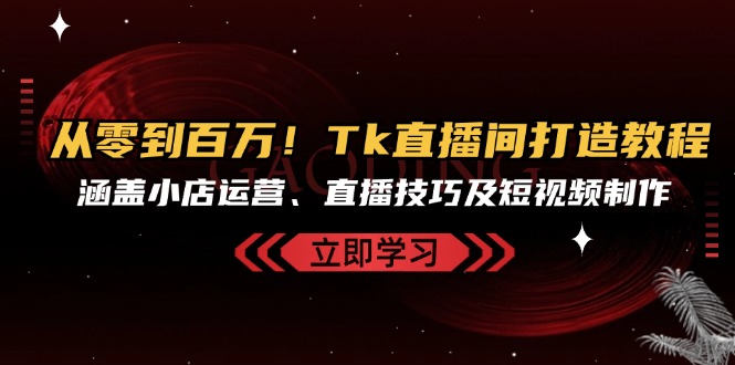 （13098期）从零到百万！Tk直播间打造教程，涵盖小店运营、直播技巧及短视频制作-湘创网