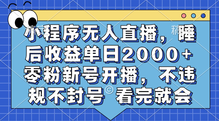 （13251期）小程序无人直播，睡后收益单日2000+ 零粉新号开播，不违规不封号 看完就会-湘创网