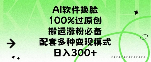AI软件换L，100%过原创，搬运涨粉必备，配套多种变现模式，日入300+-湘创网