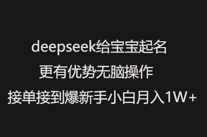 deepseek给宝宝起名更有优势无脑操作接单接到爆新手小白月入1W+-湘创网