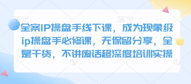 全案IP操盘手线下课，成为现象级ip操盘手必修课，无保留分享，全是干货，不讲废话超深度培训实操-湘创网