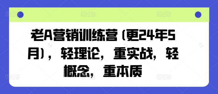 老A营销训练营(更25年1月)，轻理论，重实战，轻概念，重本质-湘创网