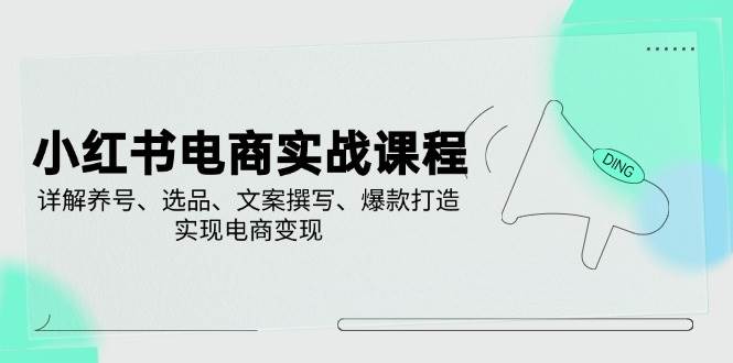 小红书电商实战课程，详解养号、选品、文案撰写、爆款打造，实现电商变现-湘创网