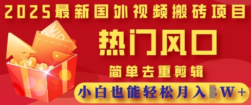 2025最新视频搬砖项目，热门风口，简单去重剪辑，小白也能轻松月入过W-湘创网