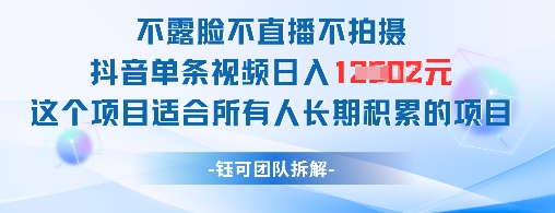 不露脸不直播不拍摄抖音单条视频日入1k+这个项目适合所有人长期积累的项目-湘创网