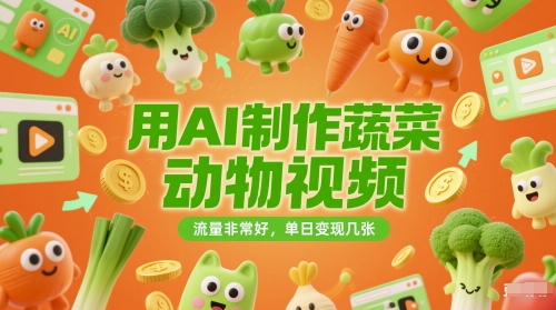 用AI制作蔬菜动物视频，流量非常好，单日变现几张-湘创网