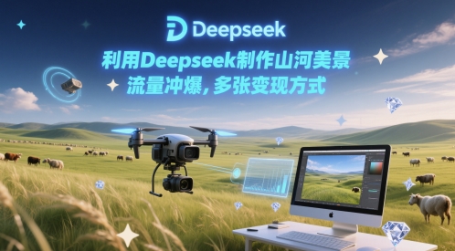 利用Deepseek制作山河美景，流量冲爆，多张变现方式-湘创网