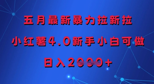 五月最新暴力拉新拉，小红薯4.0新手小白可做，日入多张-湘创网