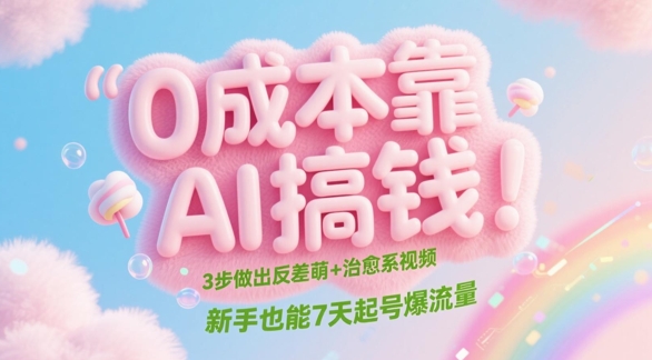 0成本靠AI搞钱！3步做出反差萌+治愈系视频，新手也能7天起号爆流量-湘创网