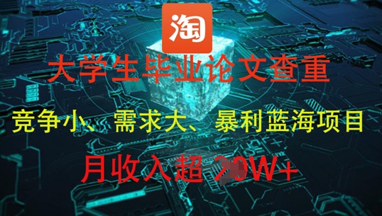 大学生毕业论文查重，暴利蓝海项目，月收入过1W+-湘创网
