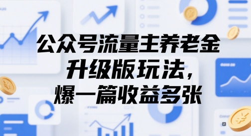 公众号流量主养老金升级版玩法，爆一篇收益多张-湘创网