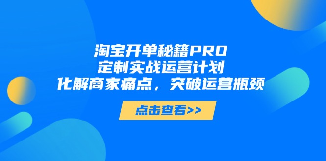 （14642期）淘宝开单秘籍PRO，定制实战运营计划，化解商家痛点，突破运营瓶颈-湘创网