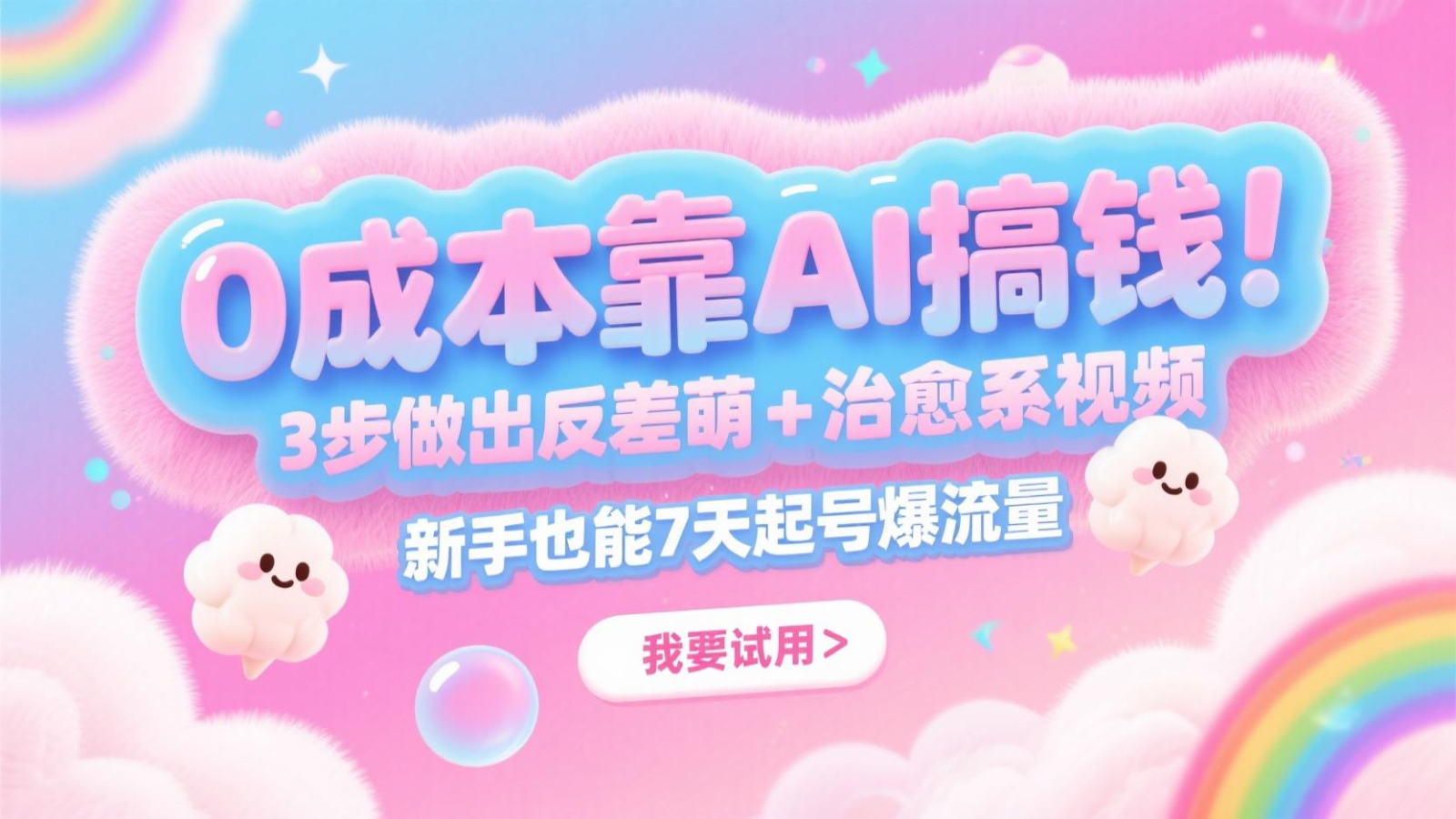 0成本靠AI搞钱！3步做出反差萌+治愈系视频，新手也能7天起号爆流量，月入5位数-湘创网