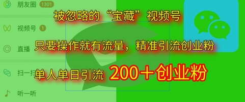 被忽略的“宝藏”视频号引流精准创业粉单人单日引流200+精准粉-湘创网