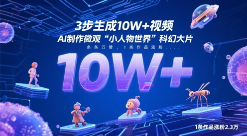 3步生成10W+视频，AI制作微观“小人物世界”科幻大片，条条万赞，1条作品涨粉2.3W-湘创网