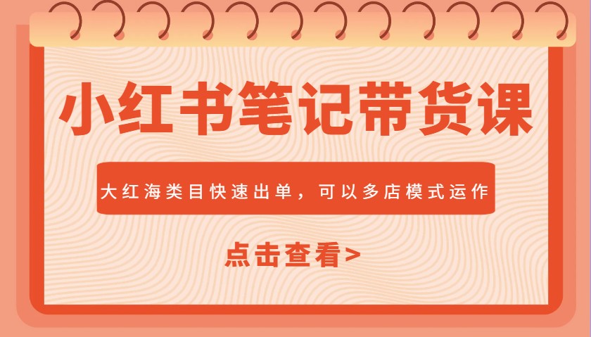 小红书笔记带货课，大红海类目快速出单，市场大，可以多店模式运作（更新）-湘创网