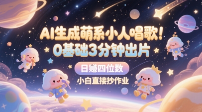 AI生成萌系小人唱歌，0基础3分钟出片，28个作品涨粉8.9W，单条最高19W赞，日入四位数，小白直接抄作业-湘创网