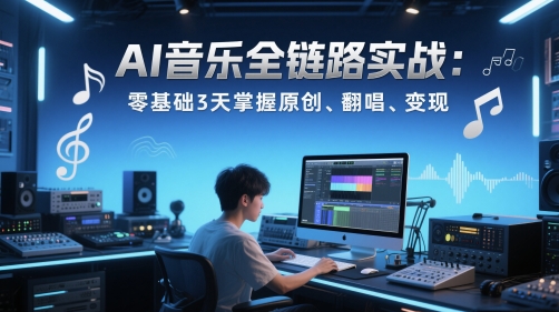 AI音乐全链路实战变现课：零基础3天掌握原创、翻唱、变现-湘创网