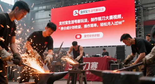 支付宝生活号新玩法，制作锻刀大赛视频，挣分成计划收益，操作简单，轻松月入过W-湘创网