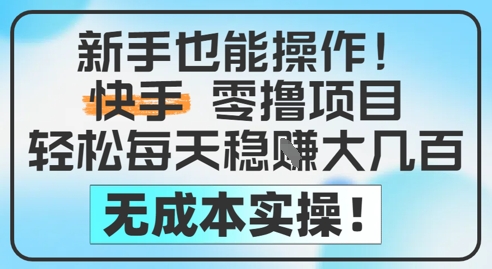 新手也能操作，快手零撸挣米，轻松每天挣2-5张，完全无成本-湘创网