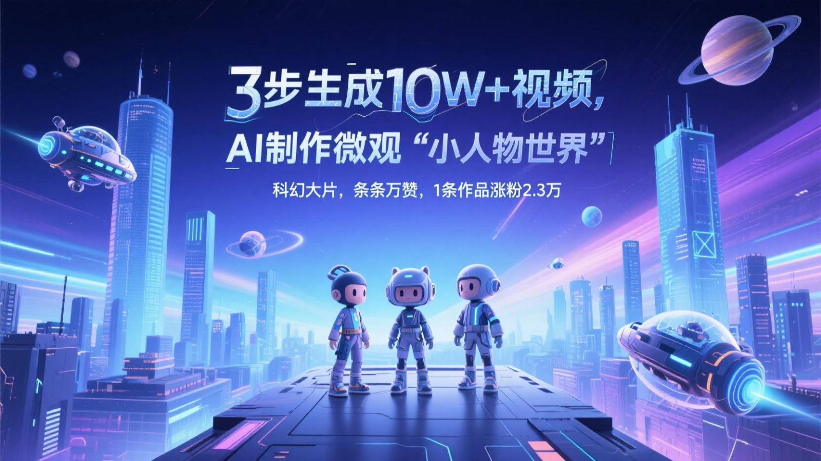 三步生成10W+视频，AI制作微观“小人物世界”科幻大片，条条万赞，1条作品涨粉2.3万-湘创网
