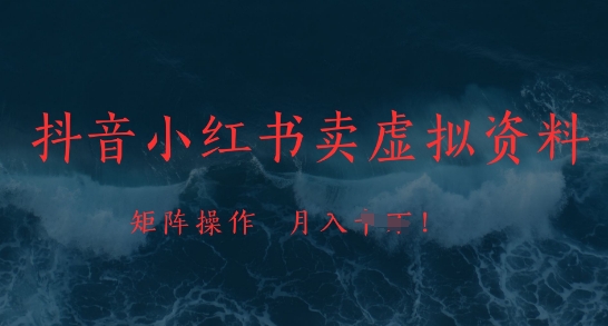 抖音小红书卖虚拟资料，市场需求一直存在，矩阵操作，月入1w+-湘创网
