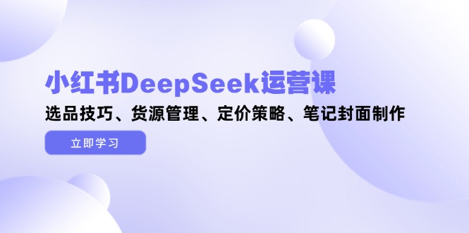 （14748期）小红书DeepSeek运营课，选品技巧、货源管理、定价策略、笔记封面制作-湘创网