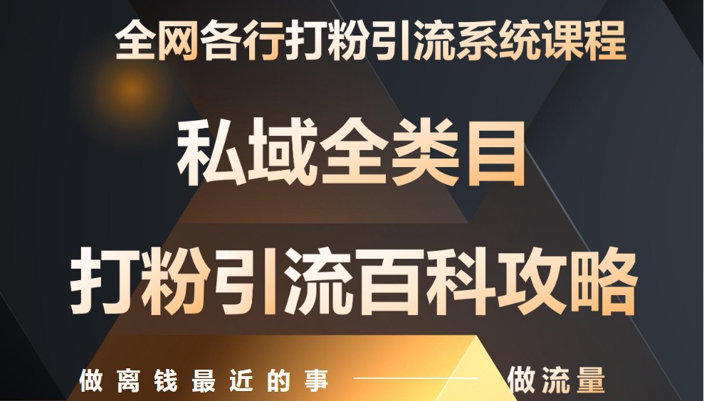 月入9万：全网唯一私域打粉引流神课，零基础手把手带你引流变现-湘创网