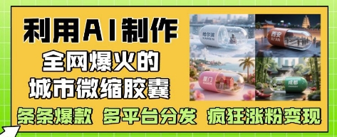利用AI制作全网爆火的城市微缩胶囊，条条爆款， 多平台分发，疯狂涨粉变现-湘创网