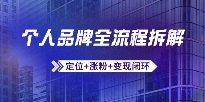 （14799期）个人品牌全流程拆解：定位+涨粉+变现闭环，微信生态运营与资源整合-湘创网
