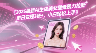2025最新AI生成美女壁纸暴力拉新, 单日变现3张+，小白轻松上手-湘创网