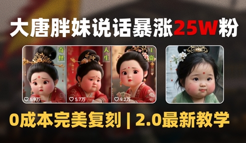 AI大唐胖贵妃说话2.0，40条视频暴涨40w粉，附独家变现攻略-湘创网
