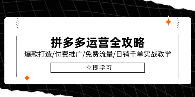 （15085期）拼多多运营全攻略，爆款打造/付费推广/免费流量/日销千单实战教学/6月更新-湘创网