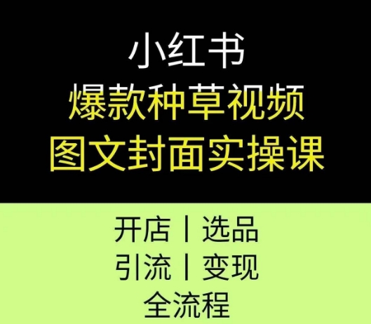 小红书爆款种草视频图文封面实操课，开店、选品、引流、变现全流程-湘创网