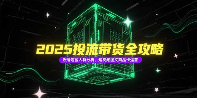 （15233期）2025投流带货全攻略，账号定位人群分析，短视频图文商品卡运营-湘创网