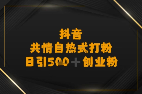 日引500+创业粉，抖音共情自热式打粉-湘创网