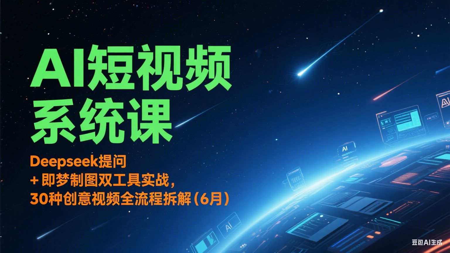 AI短视频系统课：Deepseek提问 + 即梦制图双工具实战，30种创意视频全流程拆解(6月)-湘创网
