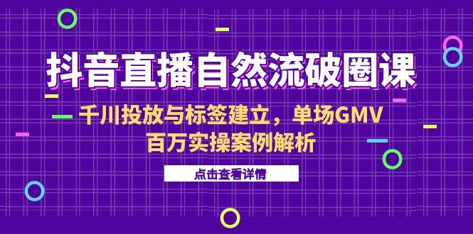 （15136期）抖音直播自然流破圈课-6月，千川投放与标签建立，单场GMV百万实操案例解析-湘创网