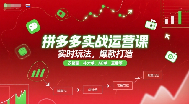 拼多多实战运营课，实时玩法，爆款打造，改销量，补大单，AB单，直播等（更新2025月）-湘创网