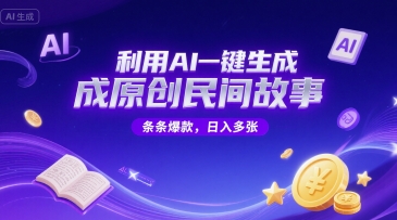 利用AI一键生成原创民间故事，无限制生成，条条爆款，日入多张-湘创网