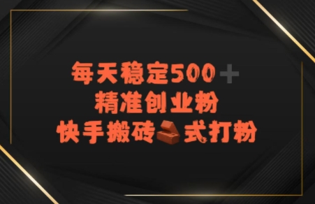 快手搬砖式打粉，每天稳定500+精准创业粉-湘创网
