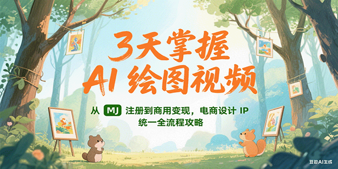 3天掌握AI绘图视频，从MJ 注册到商用变现，电商设计IP统一全流程攻略-湘创网