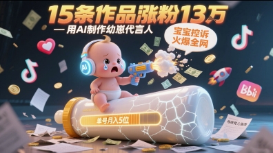 用AI制作幼崽代言人，宝宝的控诉火爆全网，15条作品涨粉13W，单号月入5位数实操教程-湘创网