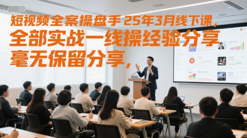 短视频全案操盘手25年3月线下课，全部实战一线操盘手经验分享，毫无保留分享，全是干货-湘创网