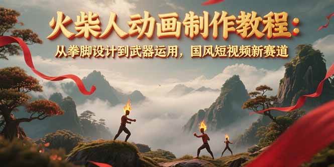 火柴人动画制作教程：从拳脚设计到武器运用，国风短视频新赛道-湘创网