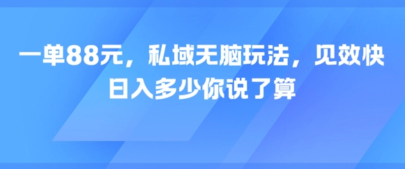 一单88元，私域无脑玩法，见效快，日入多少你说了算-湘创网