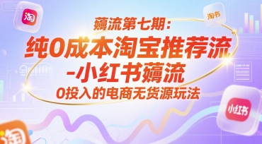 薅流第七期：纯0成本淘宝推荐流-小红书薅流最新版目，0投入的电商无货源玩法（附赠往期）-湘创网