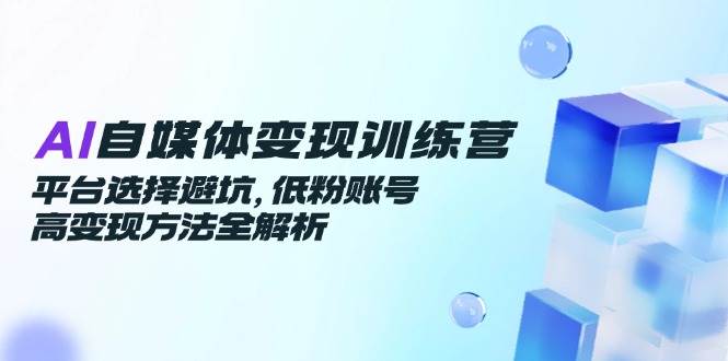 AI自媒体变现训练营，平台选择避坑，低粉账号高变现方法全解析-湘创网