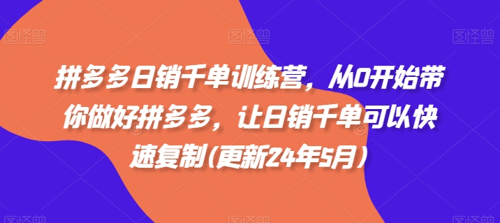 拼多多日销千单训练营，从0开始带你做好拼多多，让日销千单可以快速复制(更新25年6月)-湘创网